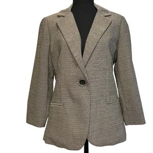 CAbi Barrister Tweed Blazer Jacket One Button 3/4 Color Brown Size 8